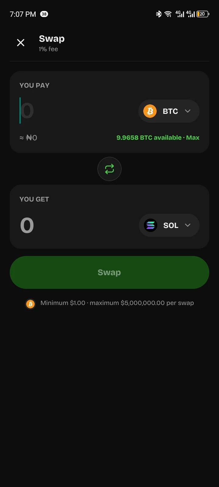 Rimoswap mobile features in dark mode